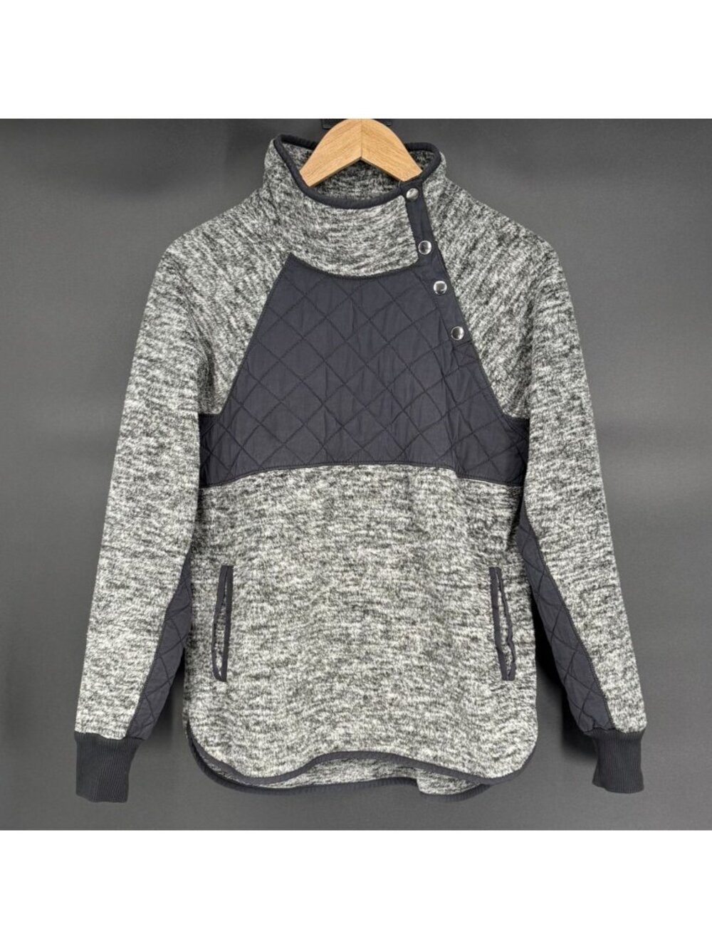 Abercrombie & Fitch Men’s Fleece Pullover Jacket M Gray Quilted Snap Neck Cozy